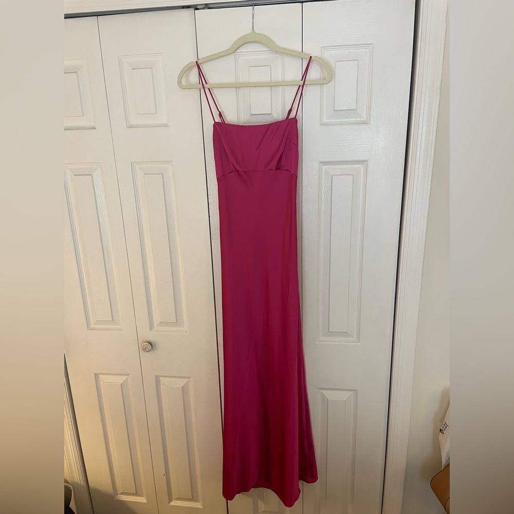 Women’s spaghetti strap cowl back maxi dress in berry